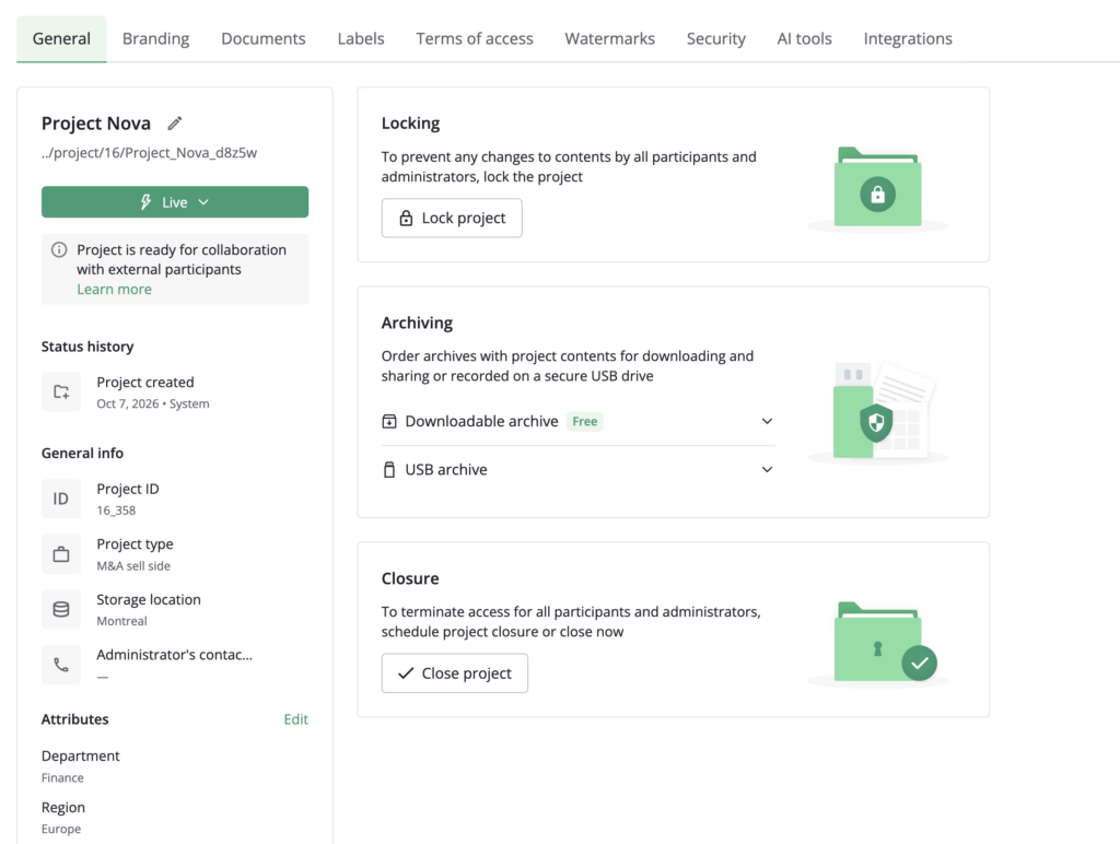 Project settings